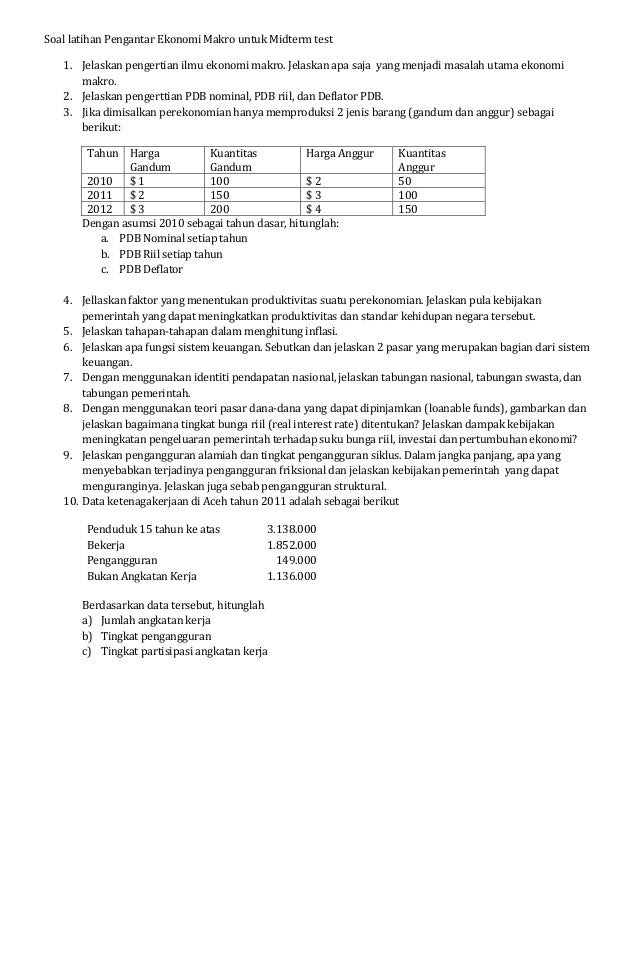 Contoh Soal Ekonomi Mikro Dan Makro Pilihan Ganda - Police 