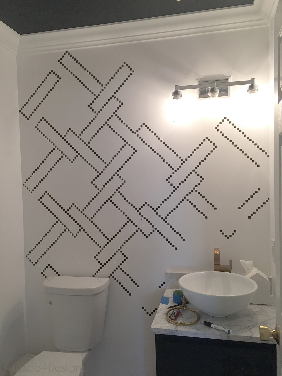 99 stylish bathroom design ideas you'll love 99 photos. Little Black Squares Stencil Wall Cuckoo4design