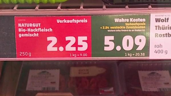Allemagne : un supermarché détaille le "vrai" coût de ses produits pour la planète