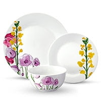 12-piece porcelain floral dinner set wild flowers watercolor collection