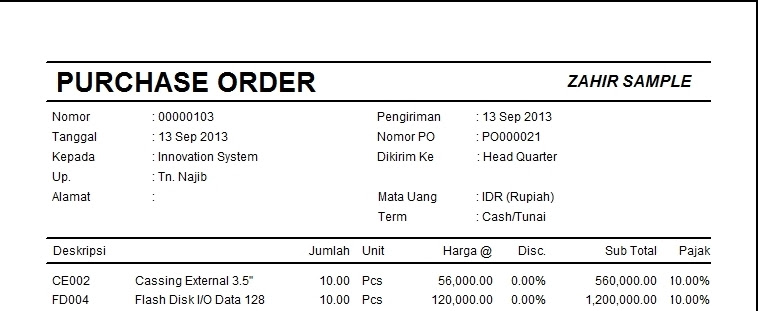 Contoh Formulir Surat Order Pembelian - Contoh M