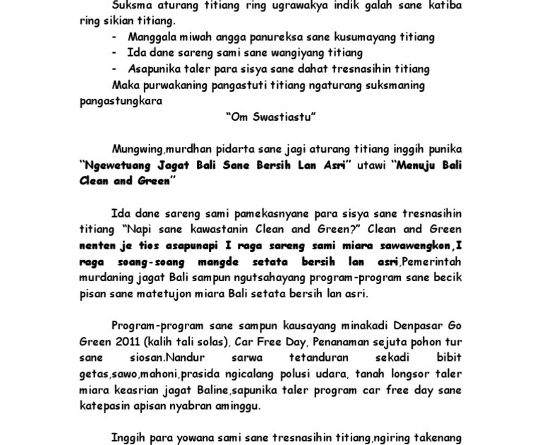  Contoh Pembukaan Pidato  Bahasa Bali informasi dari 