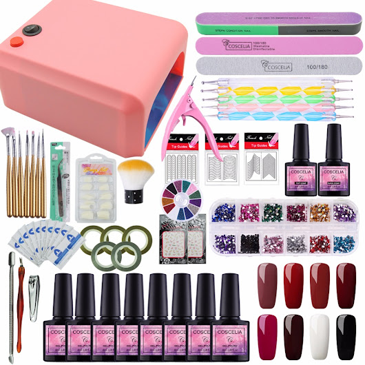 Set For Nail Gel Manicure Set Nail Kit Set 8 Color UV Gel Polish 36W UV LED Lamp UV Gel Nail Art Tools Nail Gel Kit