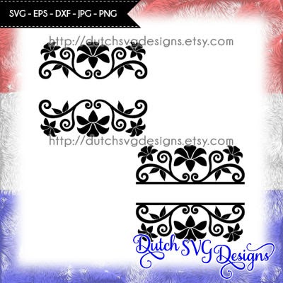 Download Free 2 Split monogram cutting files with flowers in Cricut ...