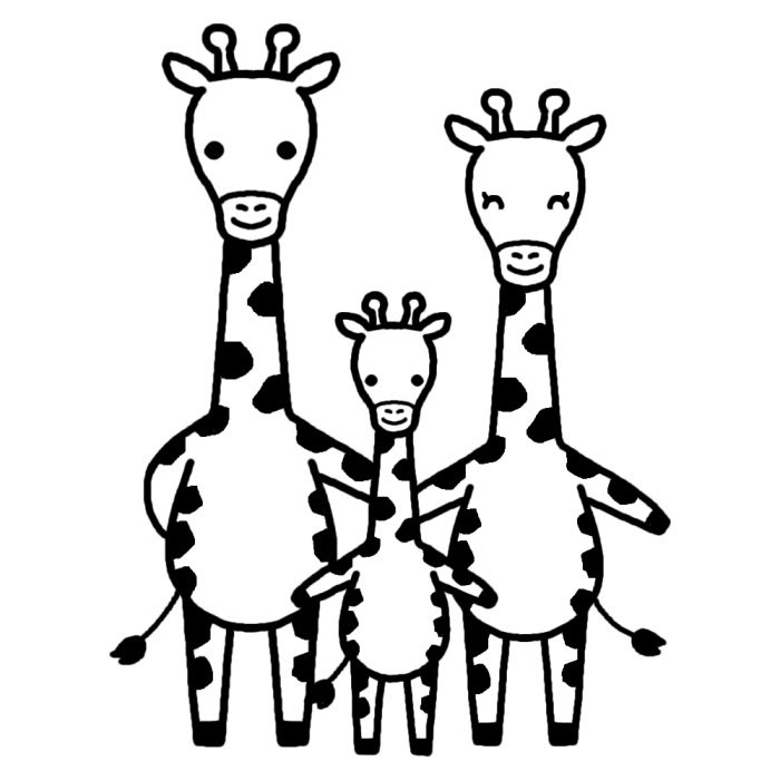 キリン イラスト 無料 白黒
