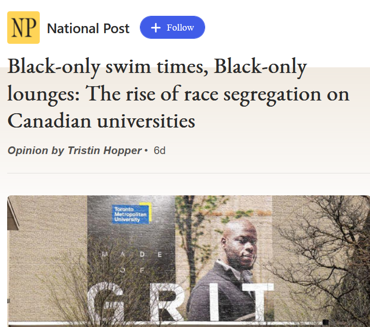 Screenshot of National Post headline.