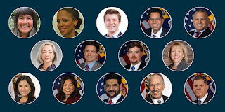 Collage shows faces of 14 Labor Department leaders.  