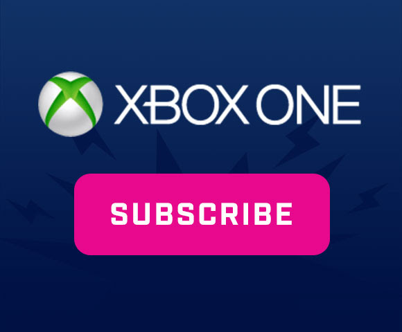 Xbox One logo with pink subscribe button.