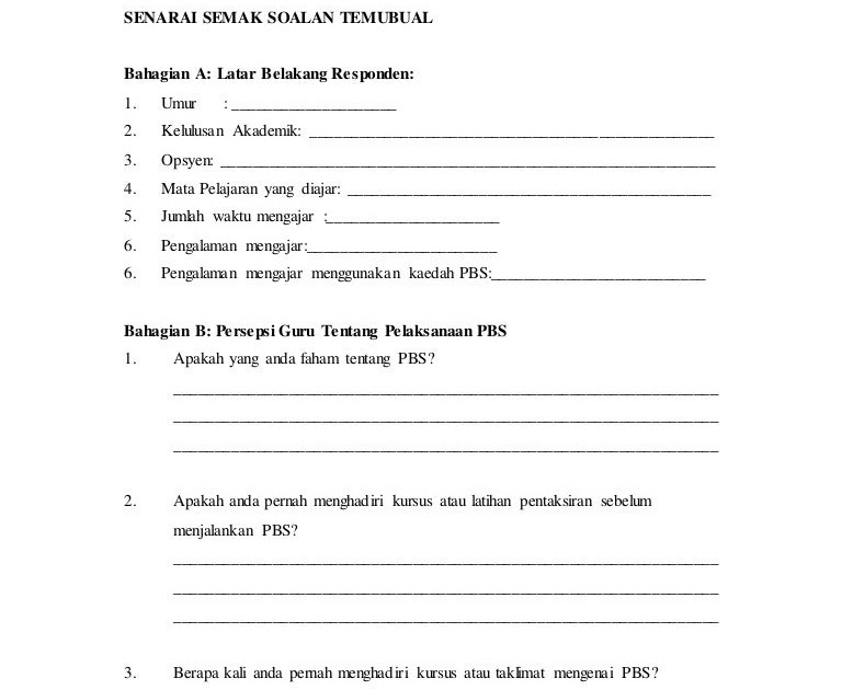 Contoh Soalan Soal Temubual - Resepi Book b