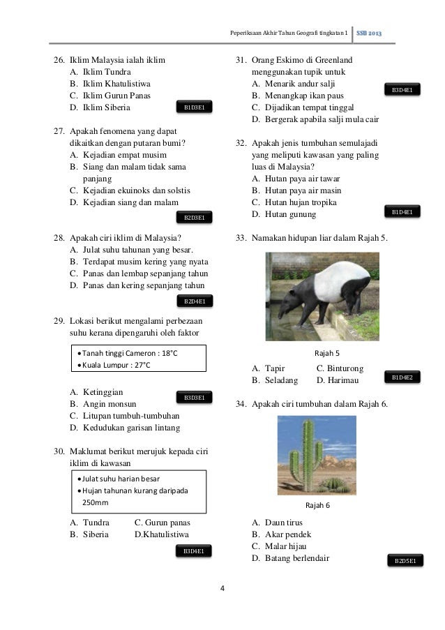 Contoh Soalan Geografi Tingkatan 1 Kssm - Terengganu n