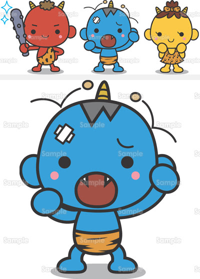 動物画像無料 ラブリー鬼 イラスト かわいい