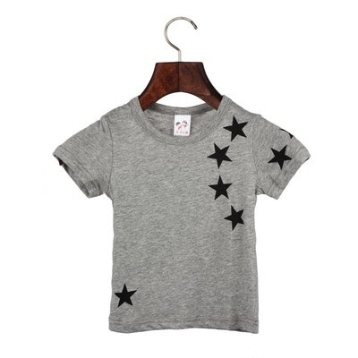 Low Price Summer Children Boy Kids Cotton Star Short Sleeve Tops O Neck TShirt Tees