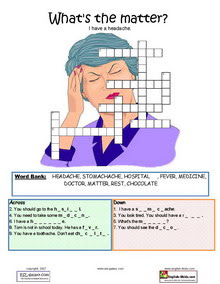 , spelling, grammar and practice english conversation, talking about simple health problems. Esl Printable Worksheet Health Sickness Hospitals Illness English Vocabulary