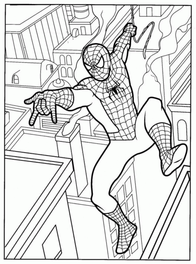 Download Free Coloring Pages For Kids Spiderman Drawing With Crayons