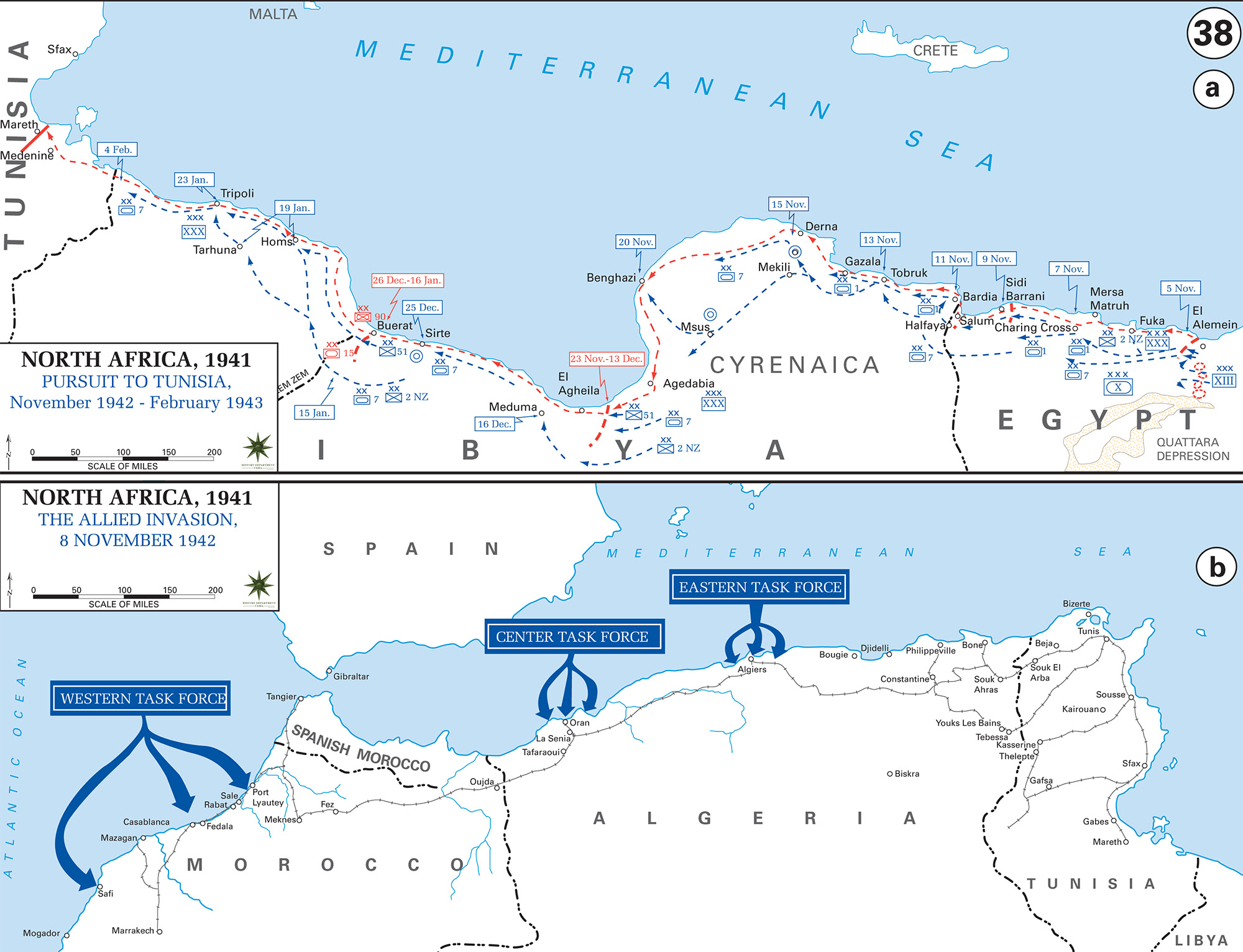 The east african campaign (also known as the abyssinian campaign) was fought in east africa during the second world war by allies of world war ii, mainly from the british empire. Map Of Wwii North Africa 1942 43