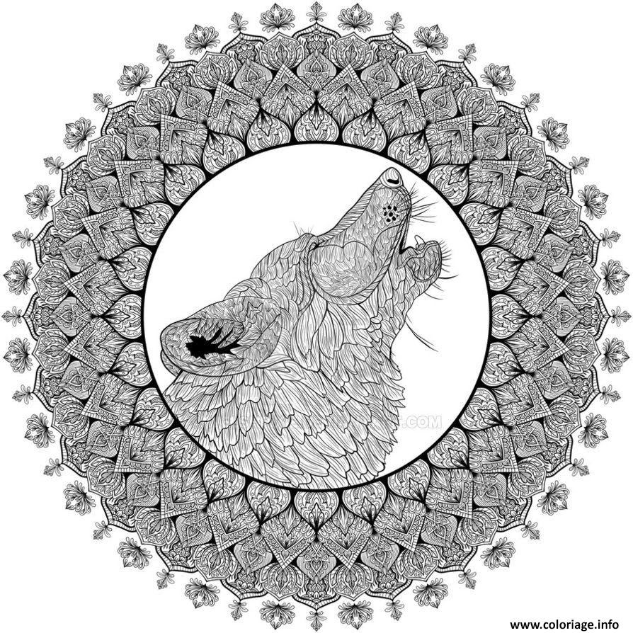 Voila une technique bien sympa pour faire vos tetes de loups et loupsgarous :). Coloriage Mandala Loup Difficile Complexe Adulte Jecolorie Com