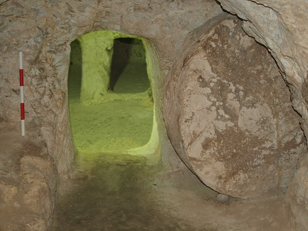 In the first century, two tombs were built beside what is believed to be Jesus' home. The forecourt of the tomb seen here passes through the abandoned home. Dr Ken Dark describes it as having been cut out of a limestone hillside and having a series of rooms and a stairway