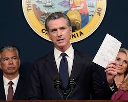 California Governor Gavin Newsom signing bill to make abortion a constitutional right