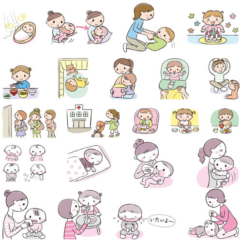 最高のイラスト画像 驚くばかりお母さん 赤ちゃん イラスト