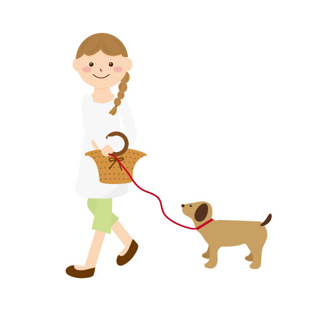 Hd限定犬の散歩 イラスト 美しい花の画像