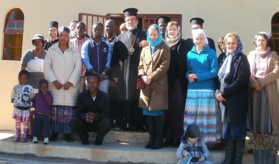 The congregation at St Demetrius on Pentecost Monday, 2014, with Archbishop Damaskinos