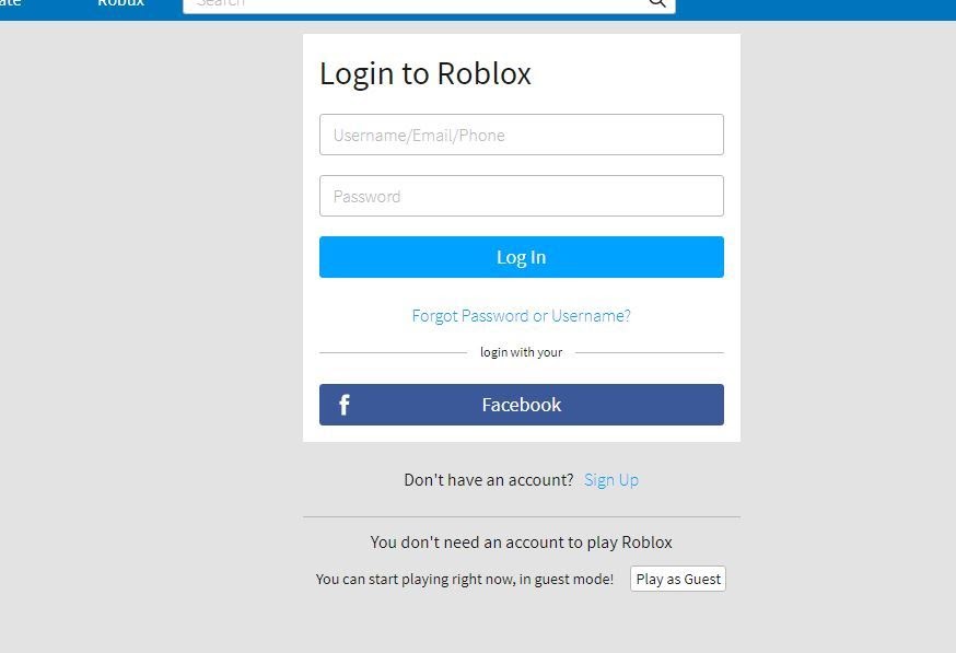 Roblox Sign In - no login roblox