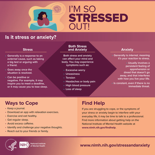 Feeling overwhelmed? Read this infographic to learn whether it’s stress or anxiety, and what you can do to cope.