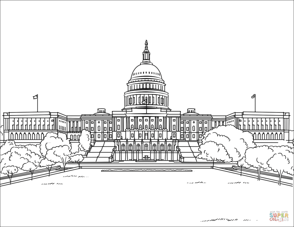 You might also be interested in coloring pages from washington, d.c. United States Capitol Building Coloring Page Free Printable Coloring Pages