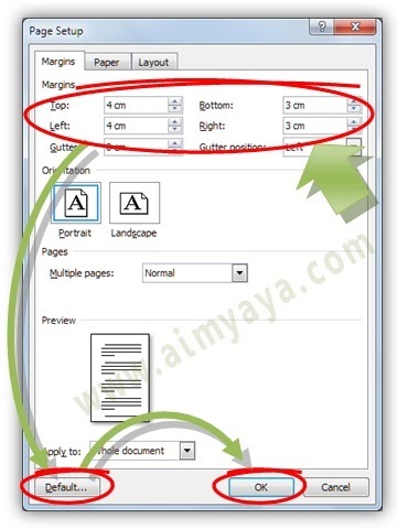 Cara Membuat Margin Default di Ms Word  cara aimyaya 