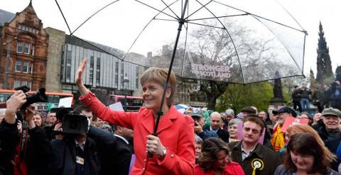 Sturgeon, en Edimburgo en el último día de campaña. REUTERS/Russell Cheyne