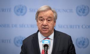 El Secretario General de la ONU, António Guterres, habla ante la prensa sobre la terminación de la Iniciativa del Mar Negro.