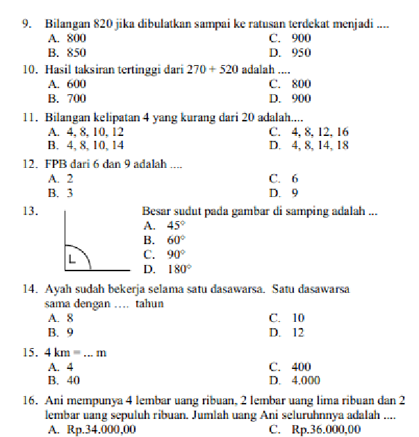 Kunci Jawaban Esps Matematika Kelas 5 Kurikulum 2013 Semester 1 Kumpulan Soal