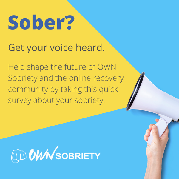 Megaphone with text about sobriety survey