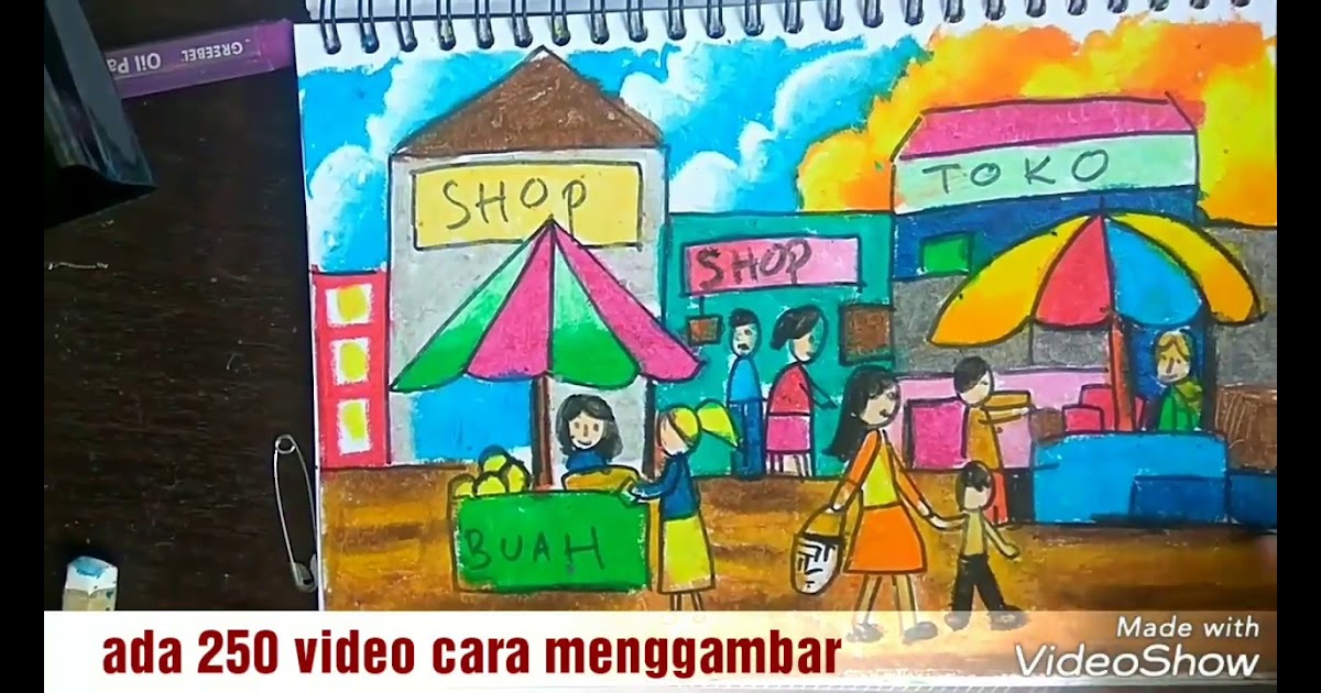 132 Sketsa Gambar Ilustrasi Pasar