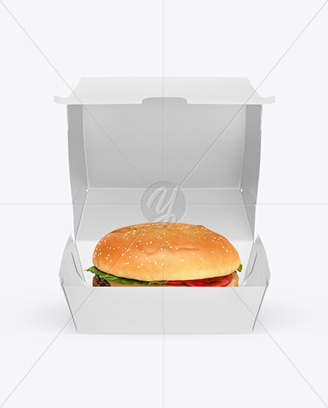 Download Download Burger Box Mockup - Front View (High-Angle Shot) PSD