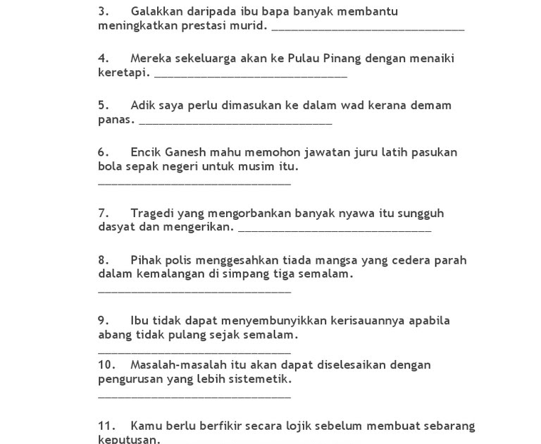 Contoh Soalan Peperiksaan Bahasa Melayu Pt3 - 600 Tips