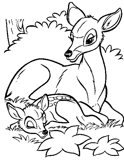 / gratis herten in het bos kleuring en printen pagina. Kids N Fun Kleurplaat Bambi Bambi Slaapt