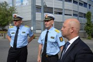 Norwegian Minister of Justice and Public Security Anders Anundsen with policemen