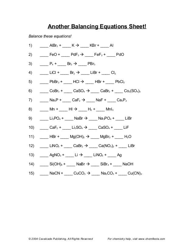 59 BALANCING CHEMICAL EQUATIONS DIFFICULT EXAMPLES ...