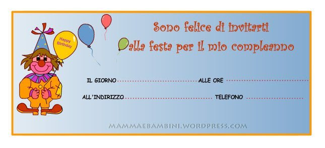 Biglietti Invito Bambini