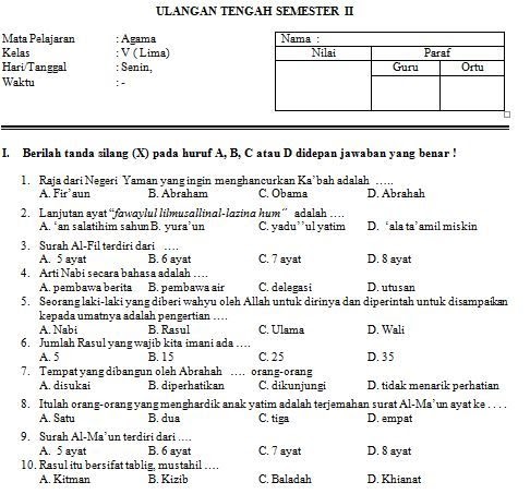 Soal Agama Islam Kelas 3 Sd Semester Ganjil - Dunia Sosial