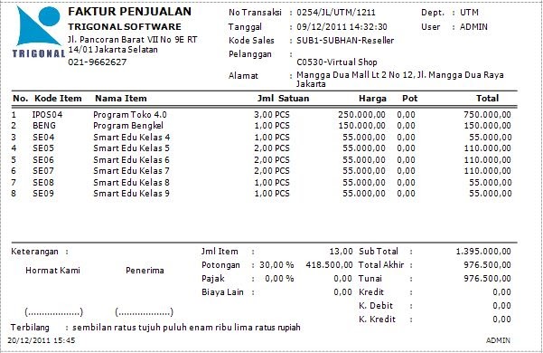  Contoh Faktur Pembelian  Dan Penjualan Surat AA