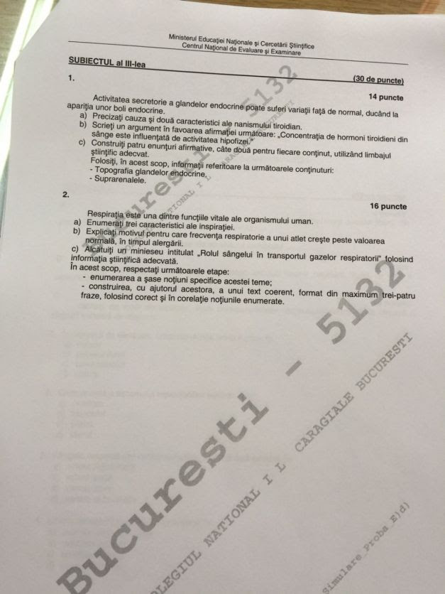 Variante de subiecte și barem de corectare bacalaureat 2018 biologie vegetală și animală: Variante Bac Biologie Vegetala Si Animala 2016