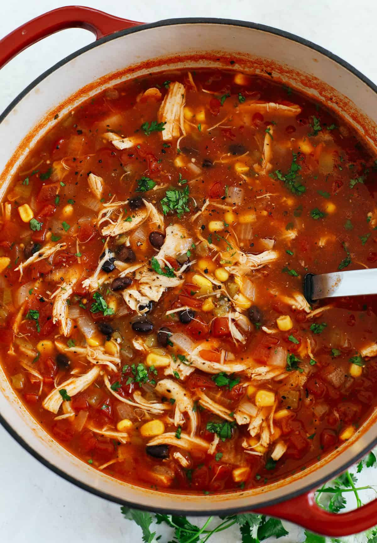 Mix onions, bell pepper, 1 tablespoon of the oil and the salt in slow cooker. Chicken Tortilla Soup Instant Pot Slow Cooker And Stove Top Eat Yourself Skinny