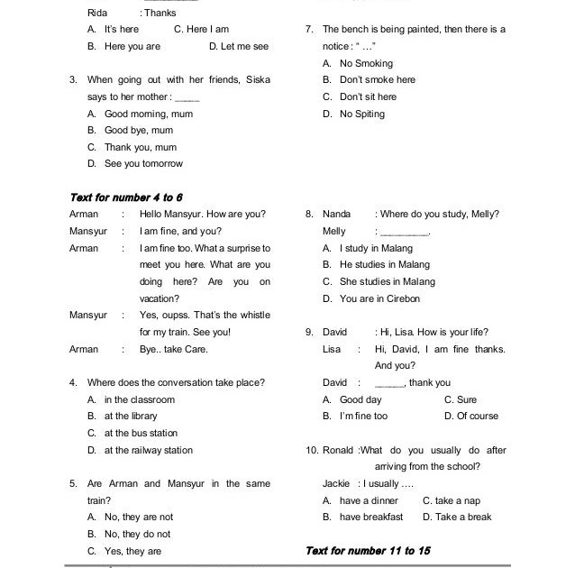 Contoh Soal Essay Bahasa Inggris Kelas 7 - Contoh Fine