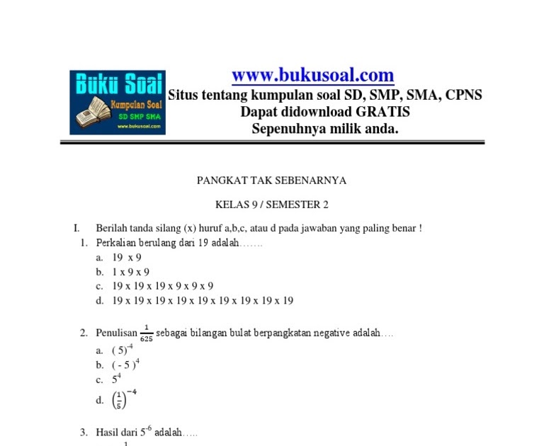 Soal Materi Bilangan Smp Kelas 7 Kurikulum 2013 Academia 