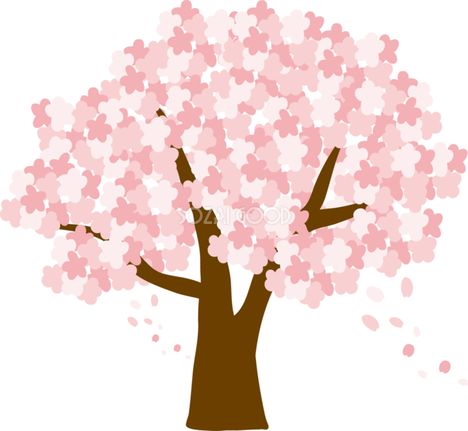 ユニーク桜の木 イラスト 白黒 美しい花の画像