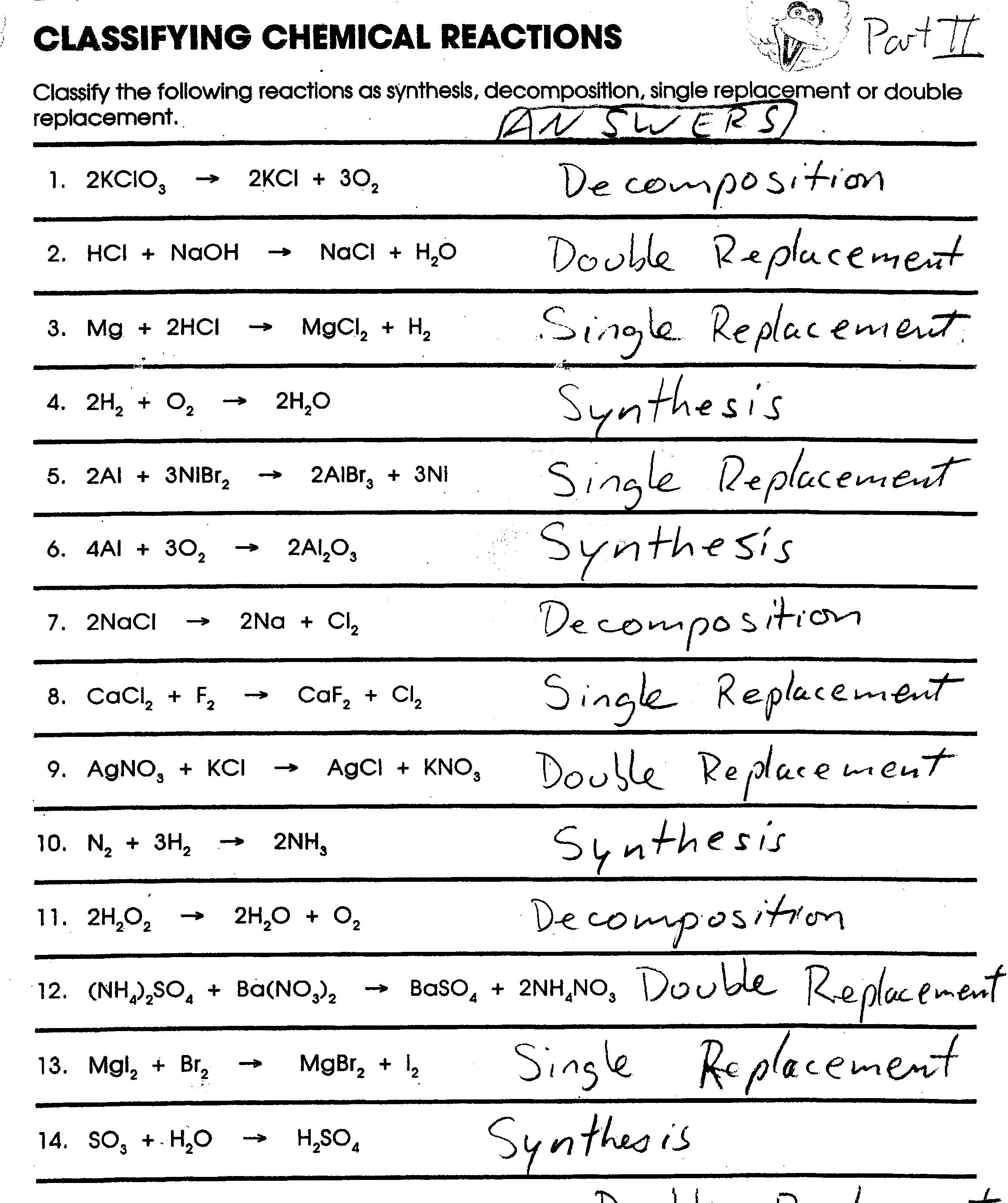 49 Balancing Chemical Equations Worksheets [with Answers ...