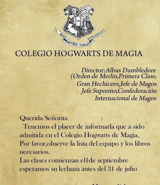 Carta De Hogwarts Harry Potter - Sample Web b