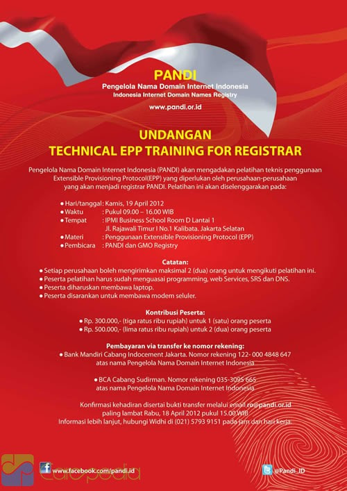 Contoh Undangan TECHNICAL EPP TRAINING FOR REGISTRAR 